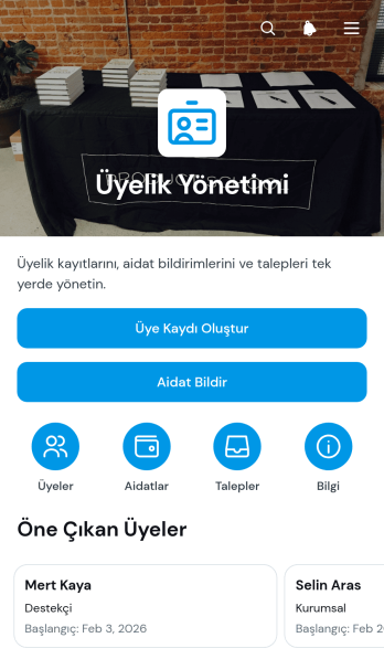 Üyelik Yönetimi Uygulama Șablonu