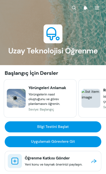 Uzay Teknolojileri Öğrenme Uygulama Șablonu