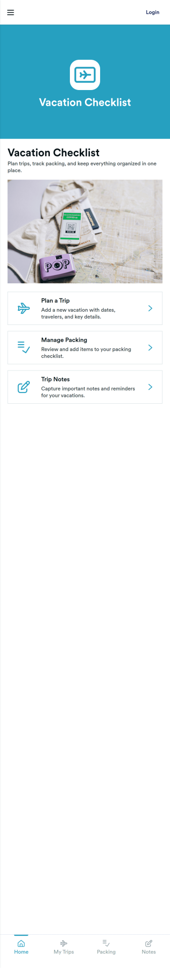 Vacation Checklist App Template