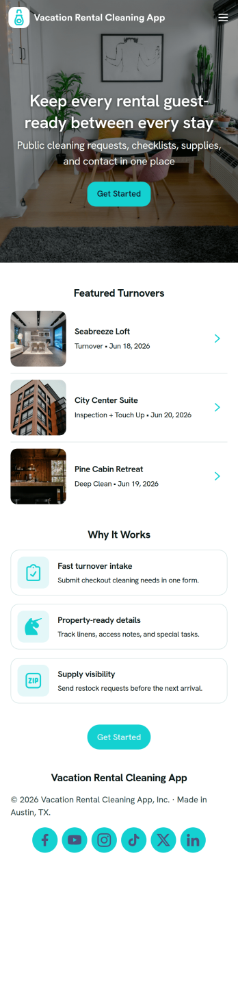 Vacation Rental Cleaning App Template