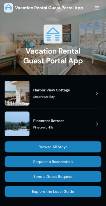 Vacation Rental Guest Portal App Template