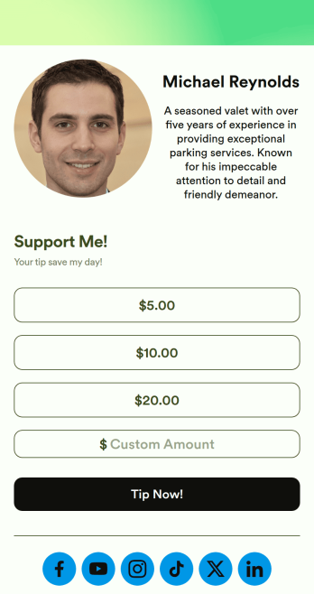 Valet Tip App Template