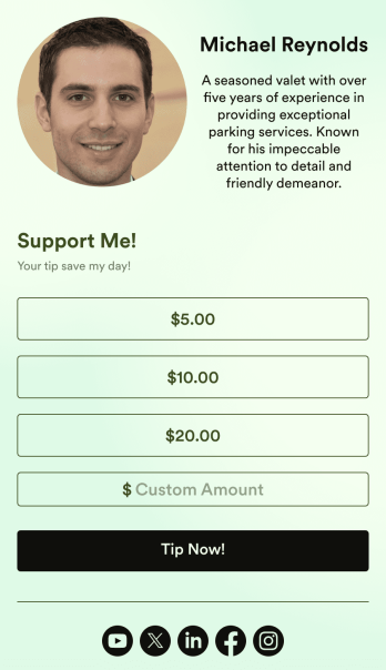 Valet Tip App Template