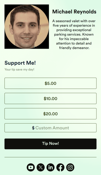 Valet Tip App Template