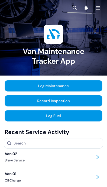 Van Maintenance Tracker App Template