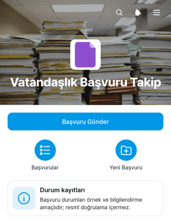 Vatandaşlık Başvurusu Takip Uygulama Șablonu