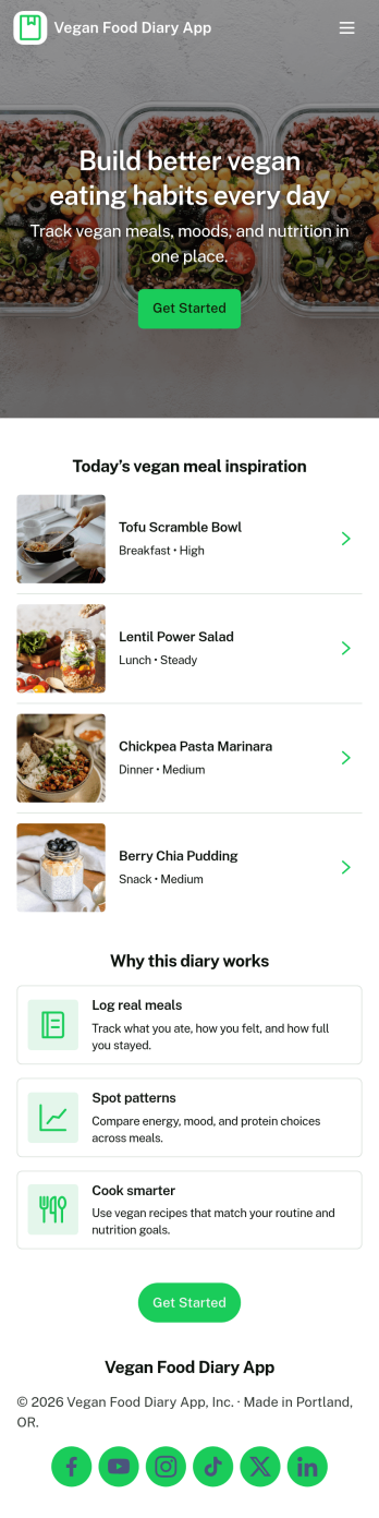 Vegan Food Diary App Template