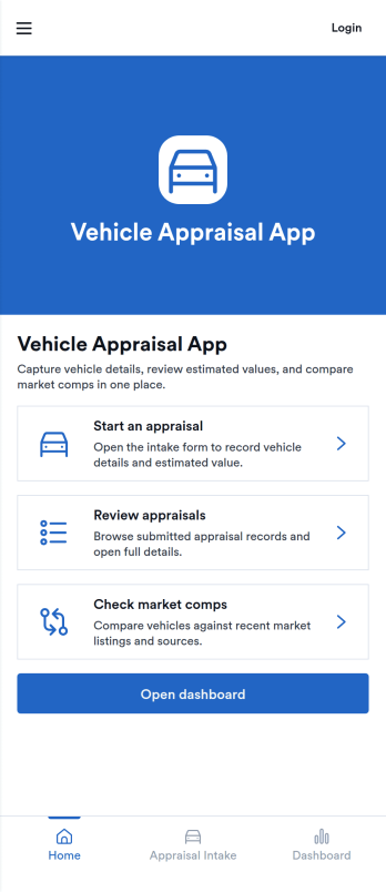 Vehicle Appraisal App Template