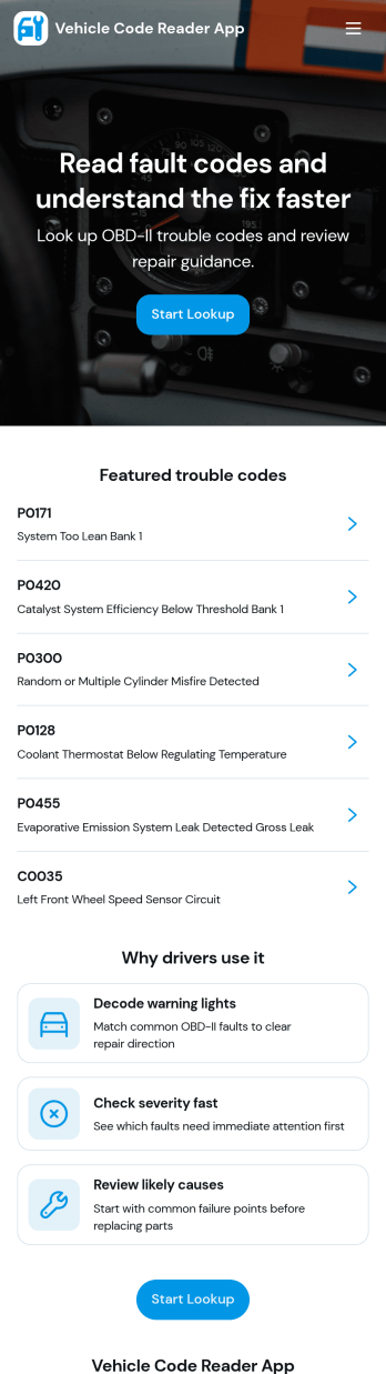 Vehicle Code Reader App Template