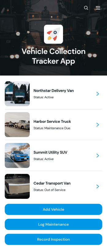 Vehicle Collection Tracker App Template