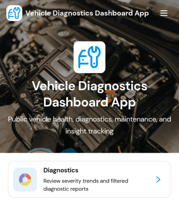 Vehicle Diagnostics Dashboard App Template
