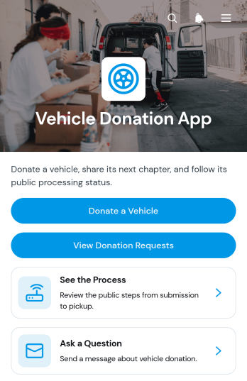Vehicle Donation App Template