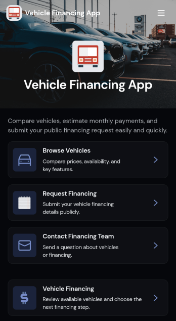 Vehicle Financing App Template