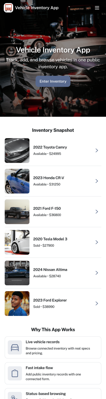 Vehicle Inventory App Template