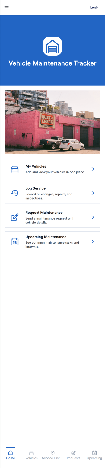 Vehicle Maintenance App Template