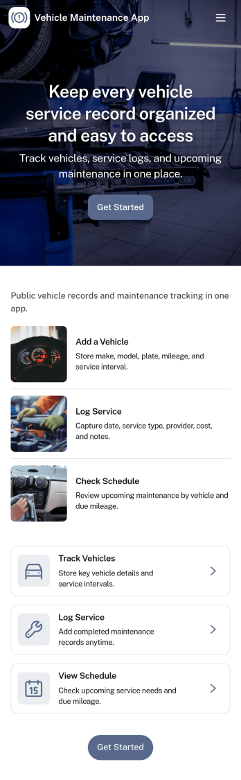 Vehicle Maintenance App Template