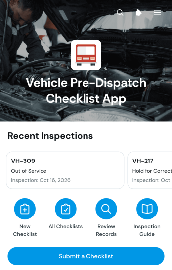 Vehicle Pre-Dispatch Checklist App Template