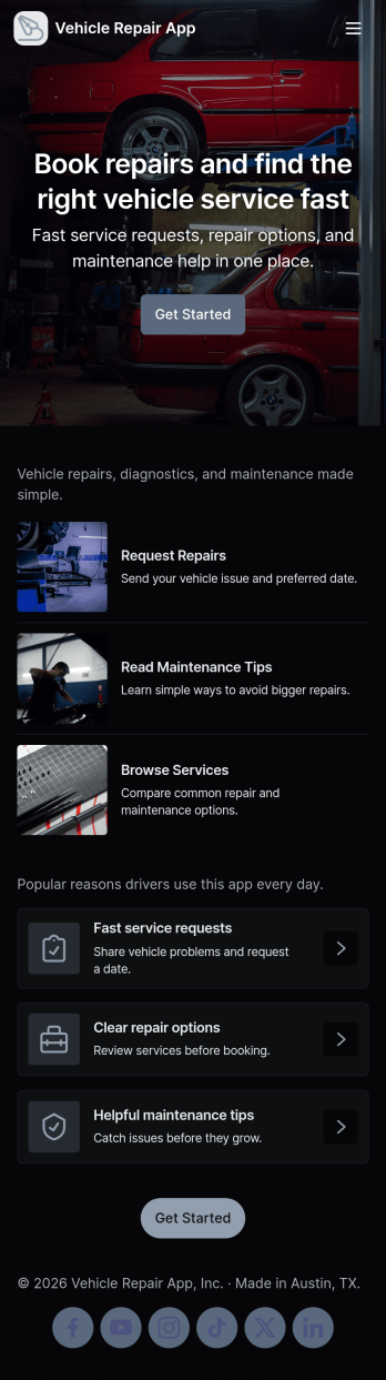 Vehicle Repair App Template