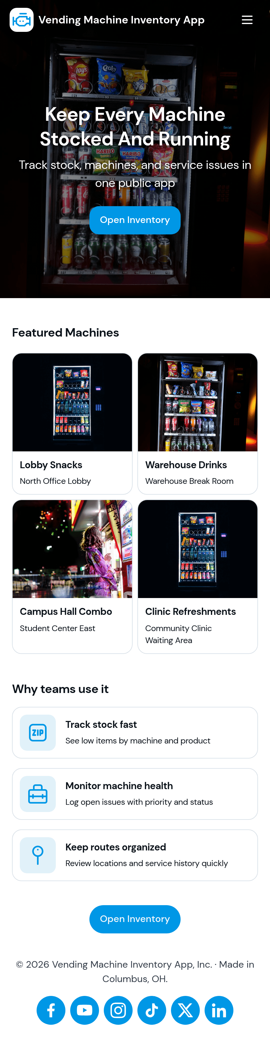 Vending Machine Inventory App Template | Jotform