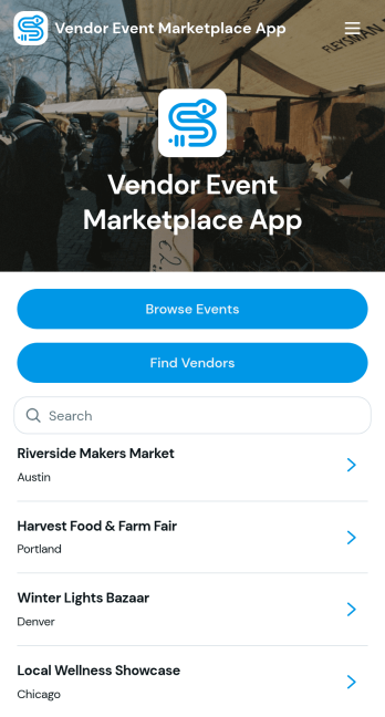 Vendor Event Marketplace App Template