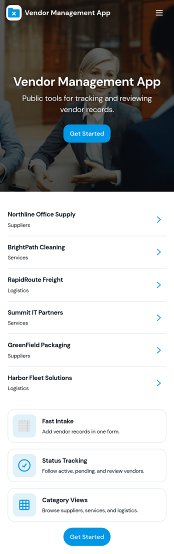 Vendor Management App Template