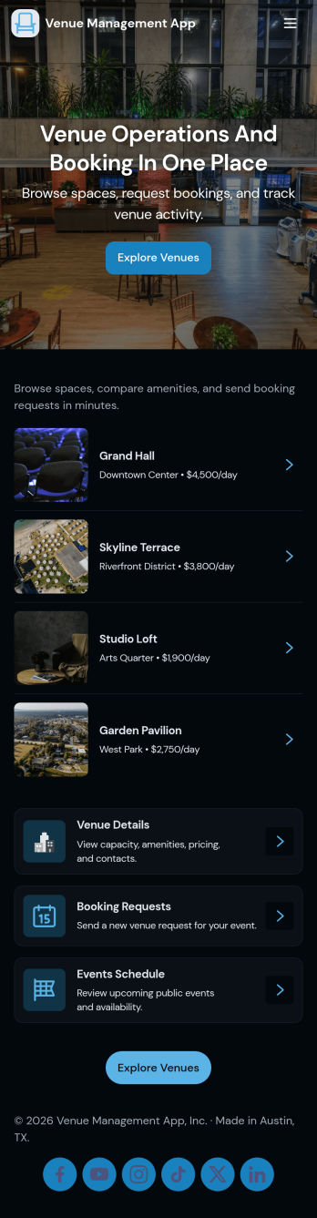 Venue Management App Template