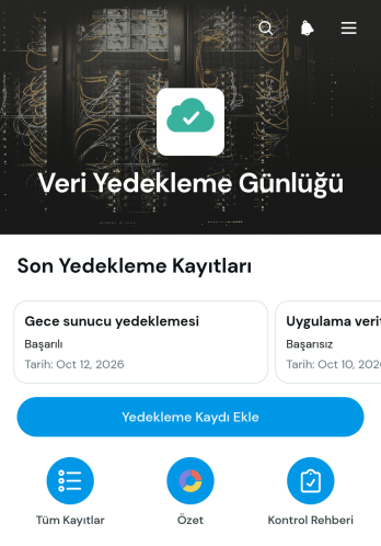 Veri Yedekleme Kayıt Uygulama Șablonu