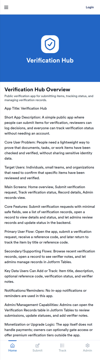 Verification Hub App Template