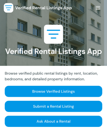 Verified Rental Listings App Template