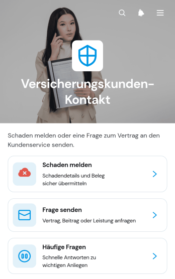 Versicherungskunden-Kontakt-App