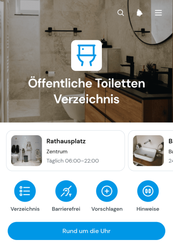 Verzeichnis-App für Öffentliche Toiletten