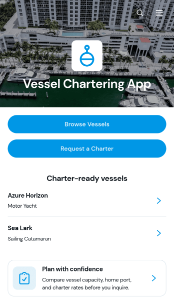 Vessel Chartering App Template