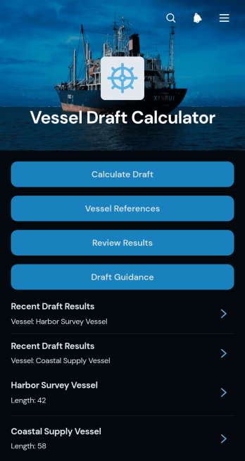 Vessel Draft Calculator App Template
