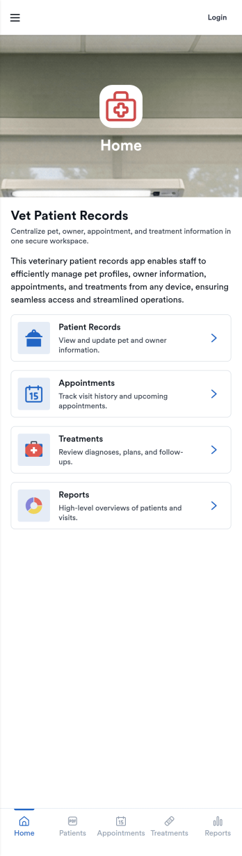 Vet Patient Records App Template