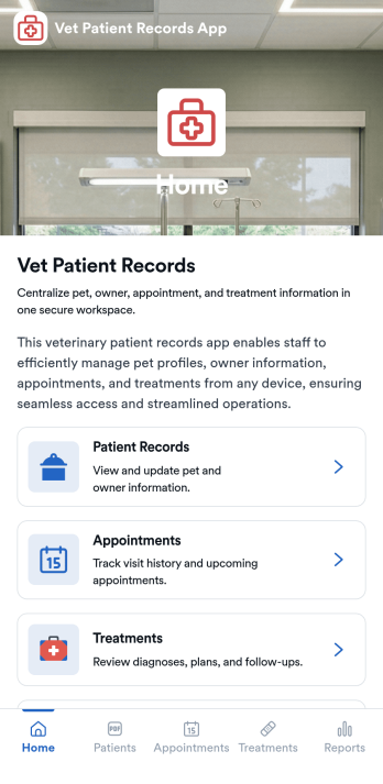 Vet Patient Records App Template