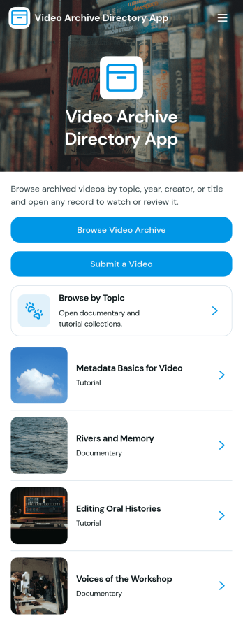 Video Archive Directory App Template