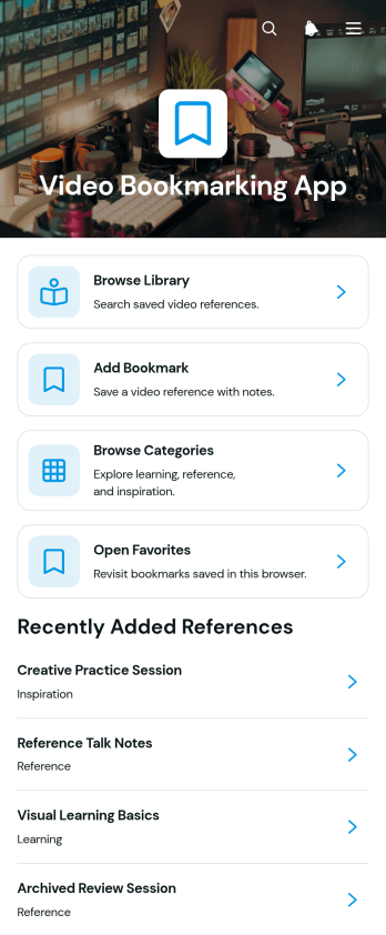 Video Bookmarking App Template