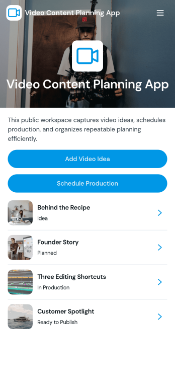 Video Content Planning App Template
