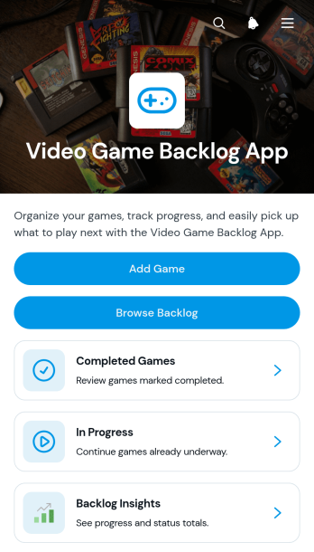Video Game Backlog App Template