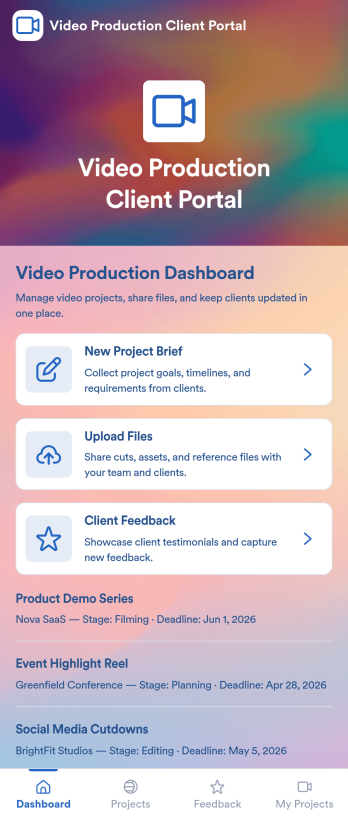 Video Production Client Portal App Template