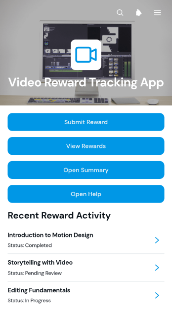 Video Reward Tracking App Template