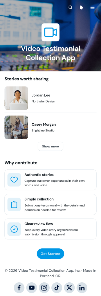 Video Testimonial Collection App Template