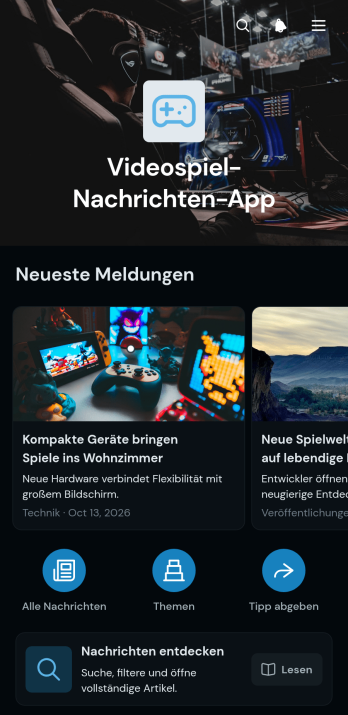 Videospiel-Nachrichten-App