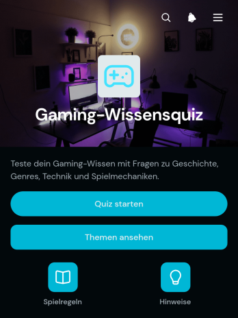 Videospiel-Wissensquiz-App