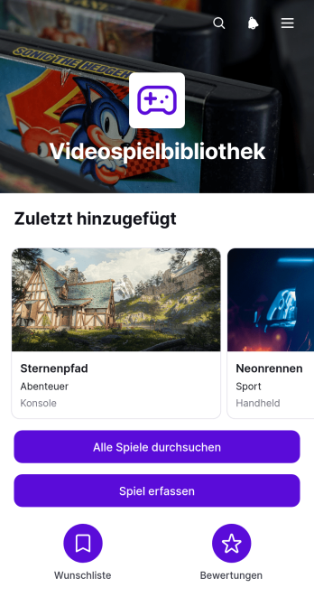 Videospielbibliothek-App