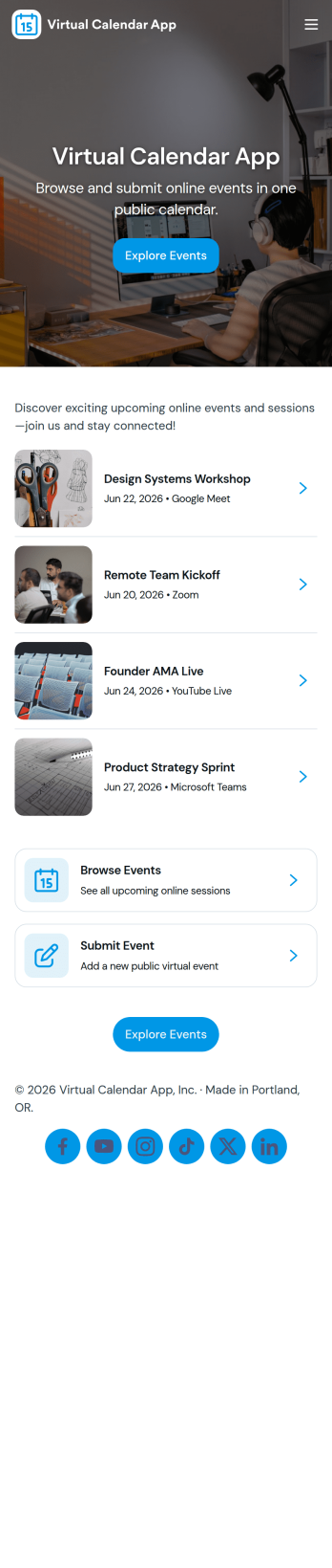 Virtual Calendar App Template