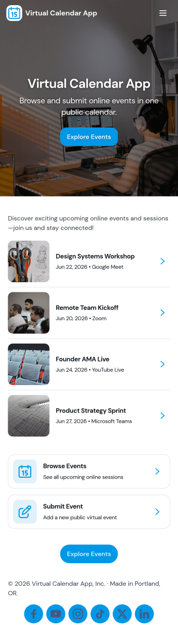 Virtual Calendar App Template