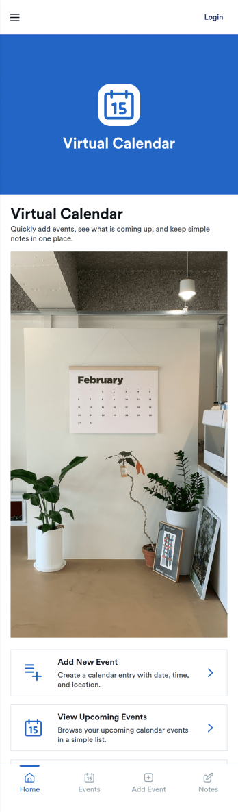 Virtual Calendar App Template