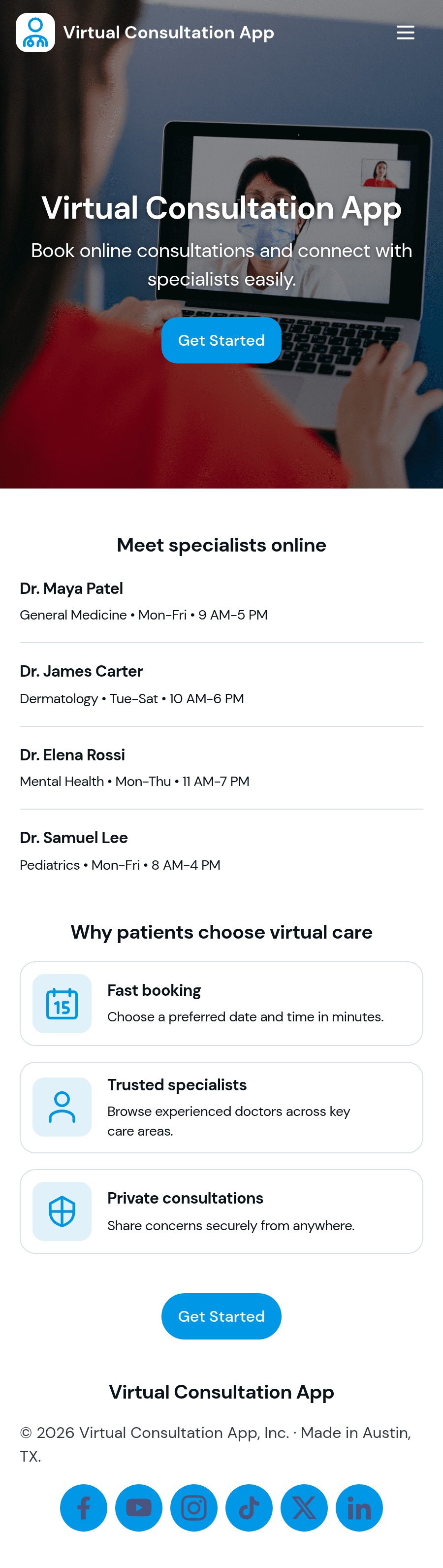 Virtual Consultation App Template | Jotform