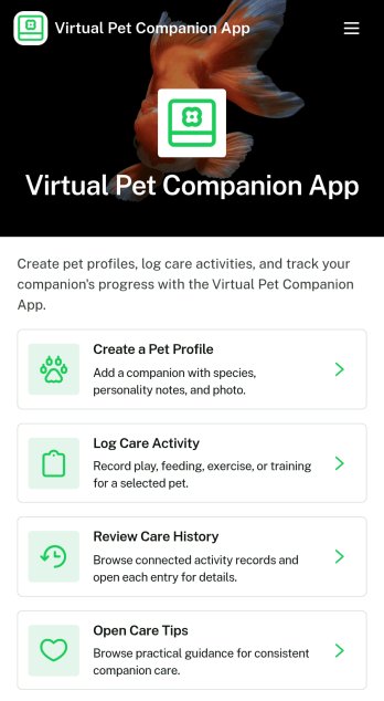 Virtual Pet Companion App Template